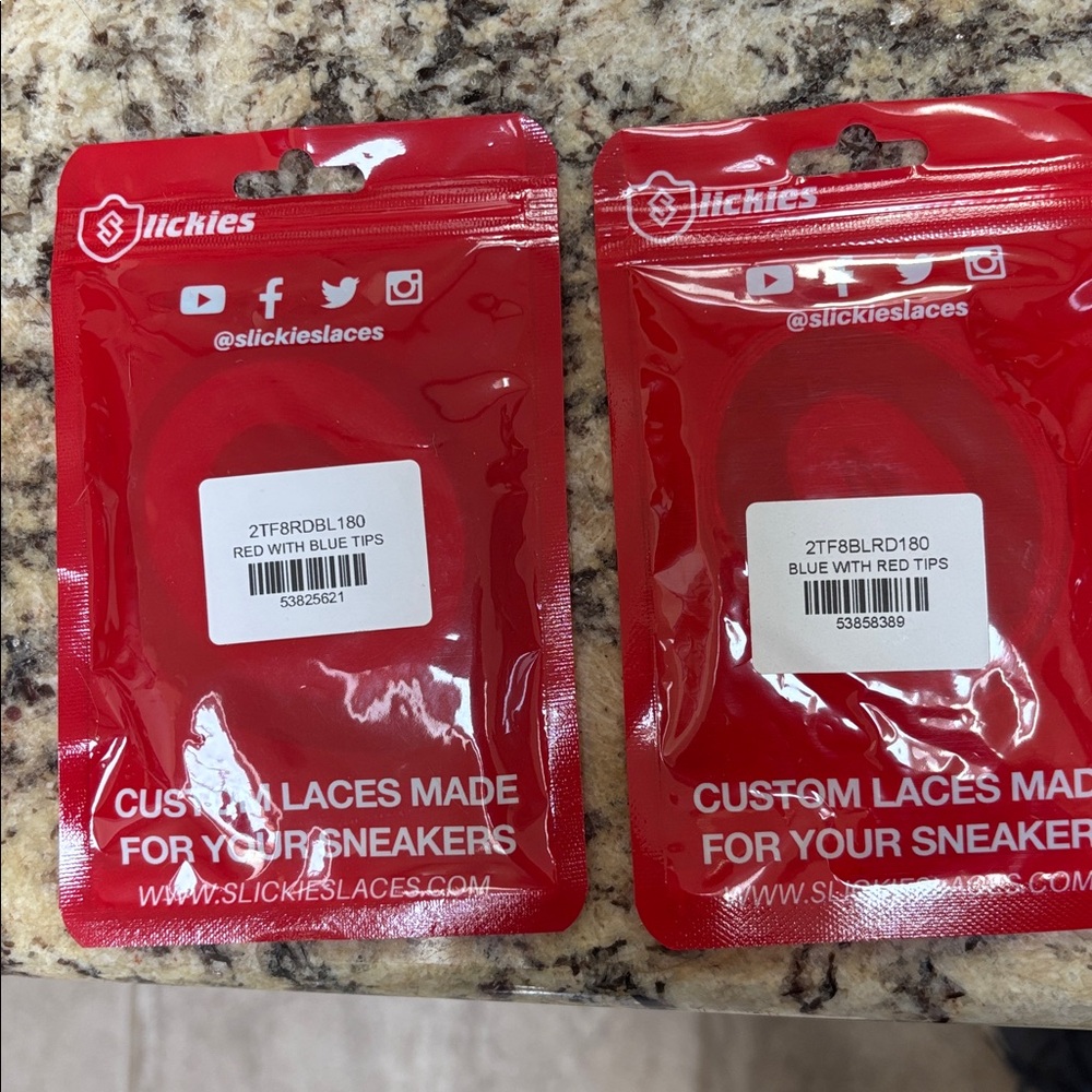 Slickies Custom Shoelaces, NWT, Never Opened, Set of 2, Blue/Red - Picture 2 of 2